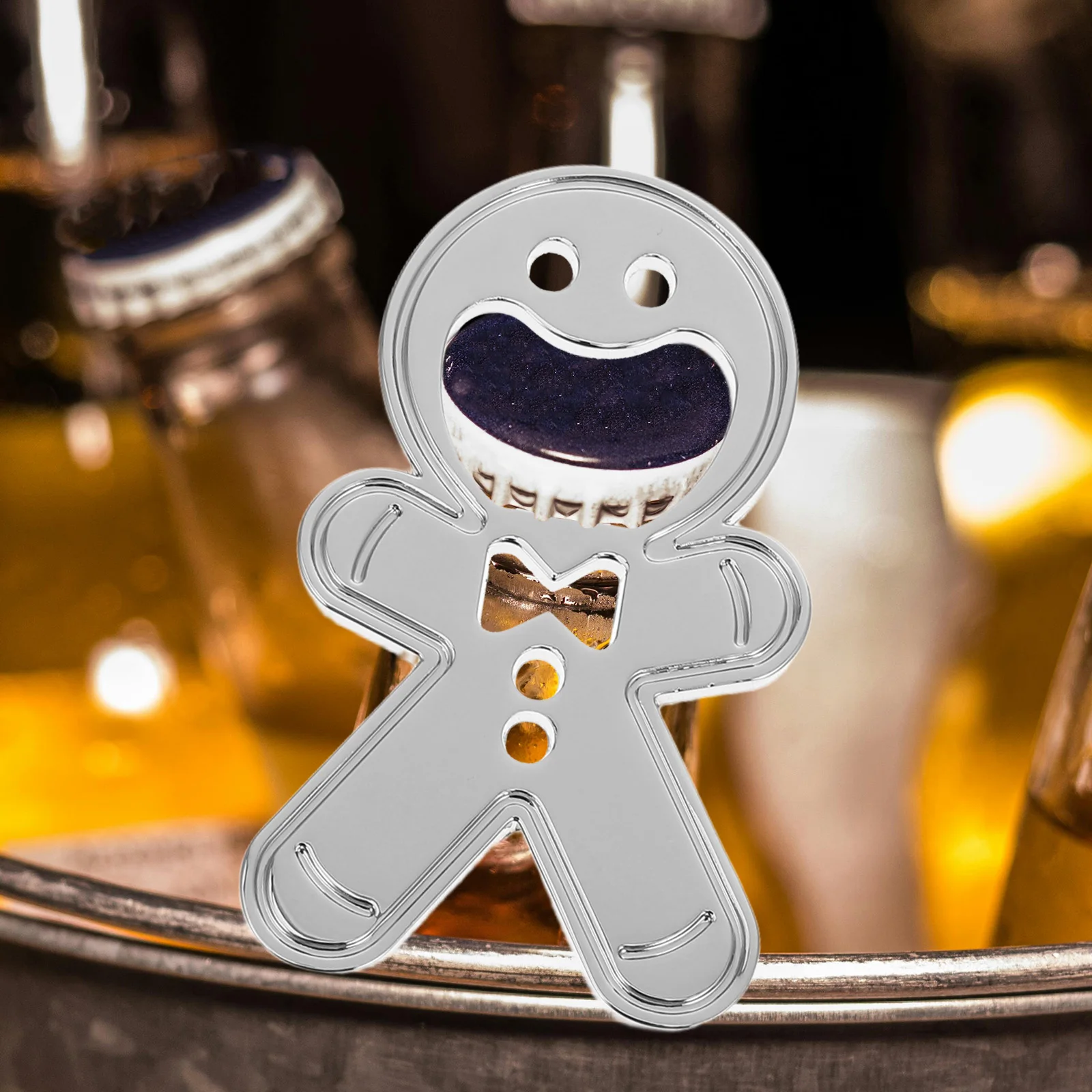

2Pcs Gingerbread Bottle Opener Zinc Alloy Bottle Lid Lifter Portable Home Kitchen Bar Party Beer Opener