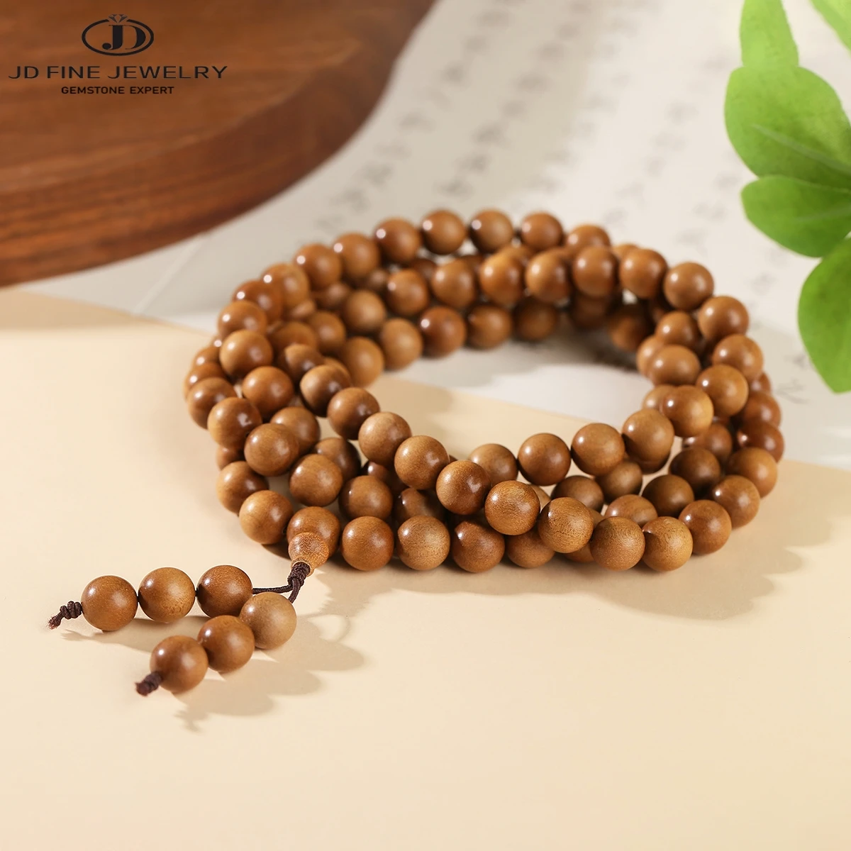 

JD Genuine Indian Old Sandalwood Bracelet 108 Beads Multi-Wrap Style Long-Lasting Aroma Spiritual Meditation Buddhist Accessory