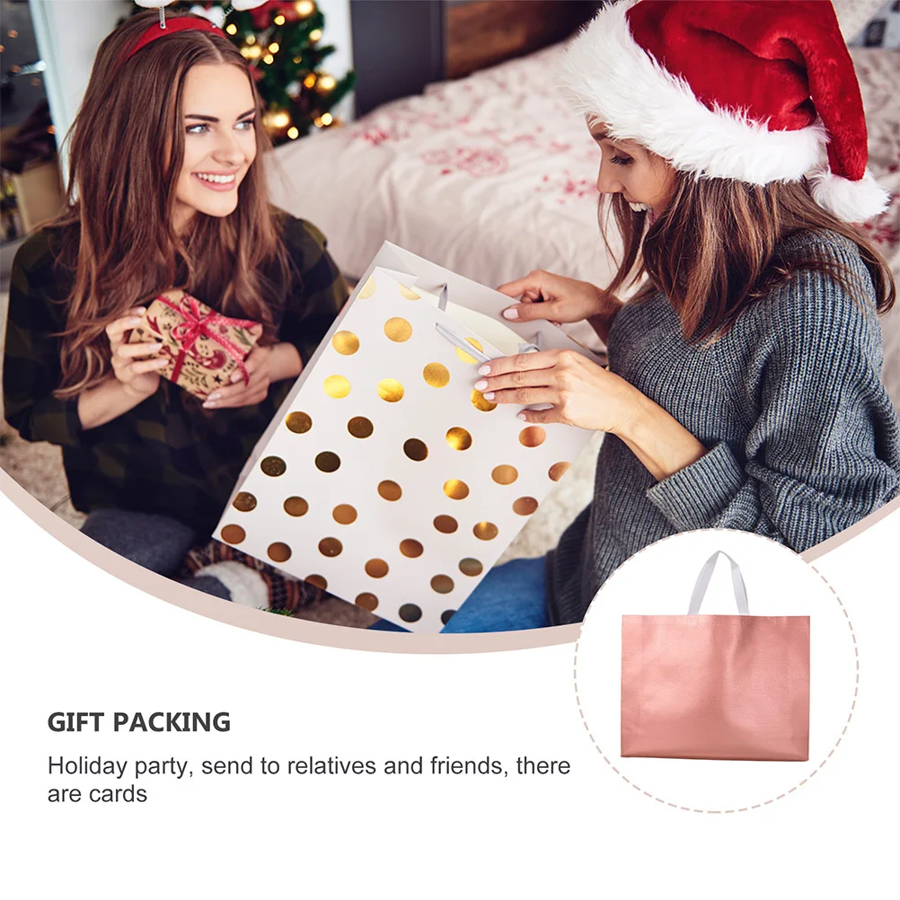 

1Set Rose Gold Non-Woven Portable Bags Multipurpose Gift Packaging Bags Large Capacity Foldable Storage for Party Shopping