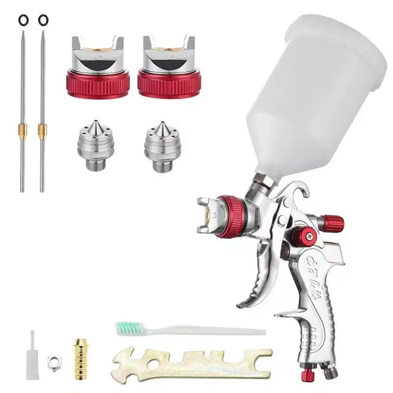 AB13-HVLP Spray Gun For Car Painting Tool 1.7/2.0Mm Nozzle Gravity Airbrush 600Ml No Clean Disposable Measuring Cup