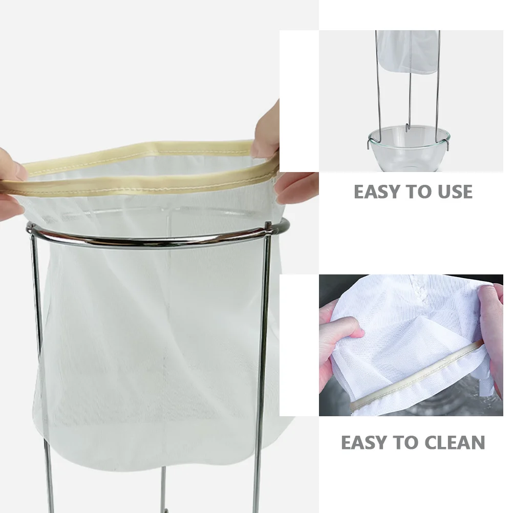 

1Set Juice Filter Bag Stand Mesh Straining Bag Reusable for Wine Beer Soy Milk Tea Home Jam Straining Set Jam Strainer