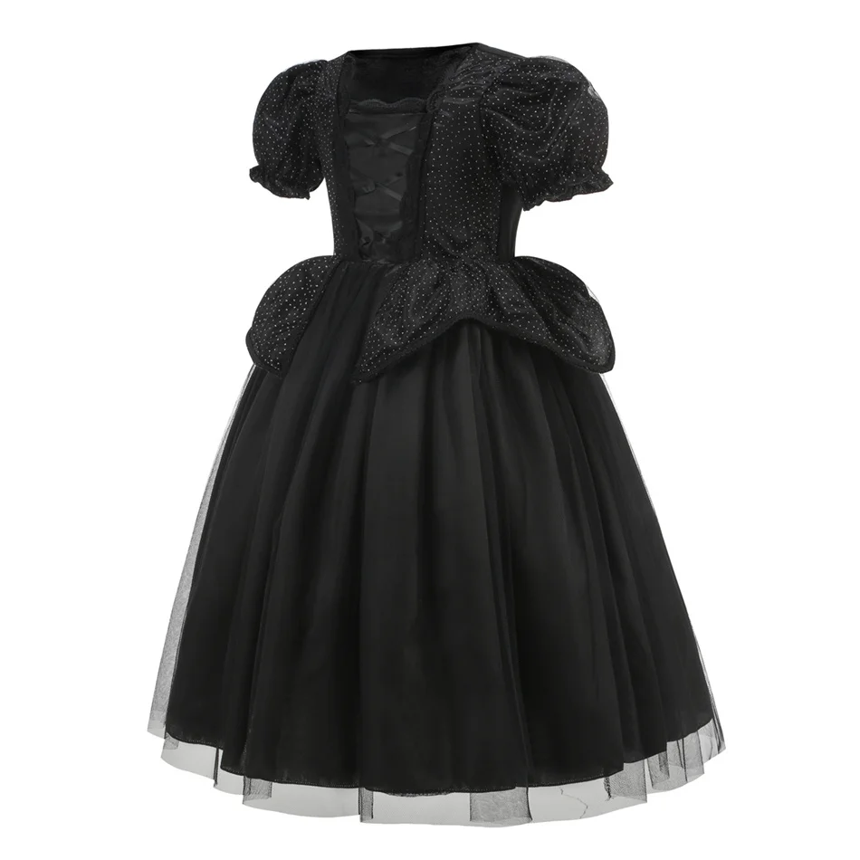 Böse Königin Halloween Cosplay Kostüm Mädchen Schwarzes Hexen-Prinzessinnenkleid Kinder Geburtstag Karneval Party Kleidung Bühnenauftritt Kleid – Detail 3