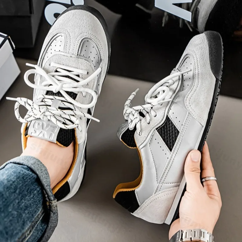 

Дышащая повседневная спортивная обувь с сеткой и низким берцем для мужчин, осень 2023, новые модные трендовые универсальные удобные нескользящие кроссовки на плоской подошве