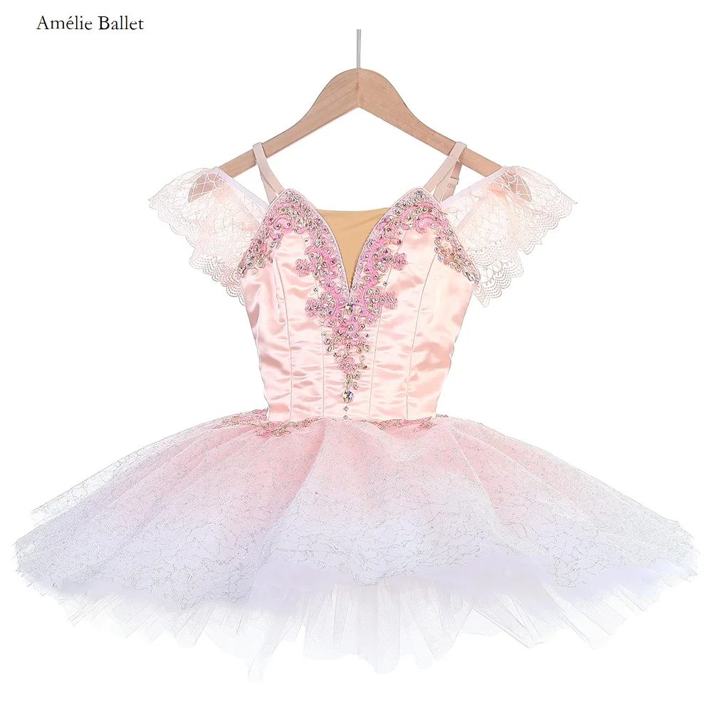 B24117 Off Shoulder Ombre Pink Professional Ballet Dance Tutu Girls and Women Custom Size Tutu Performance Costumes