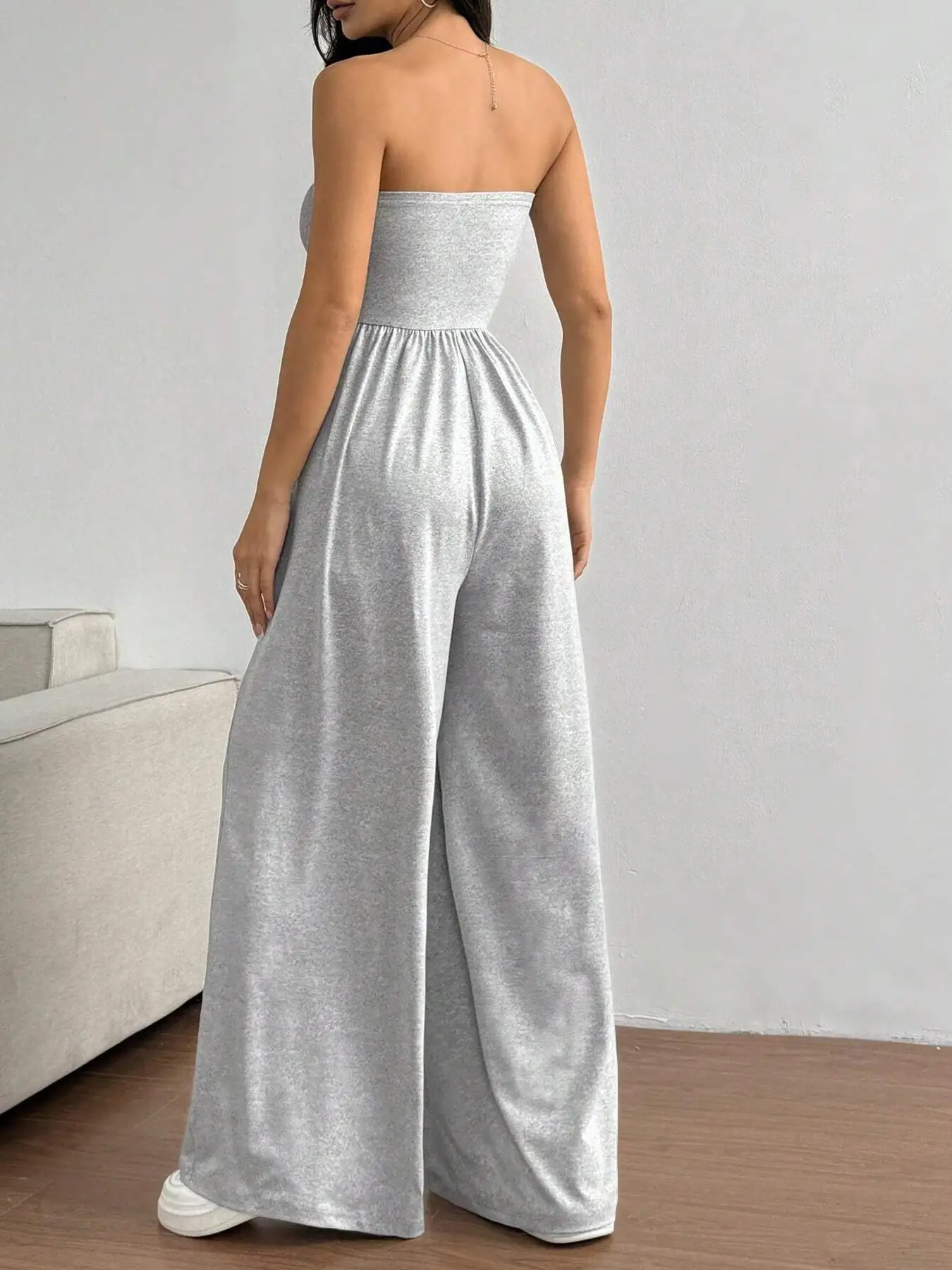 Women Sexy Sleeveless Backless Long Pants Jumpsuit Women Fashion Solid Commuter Wide Leg Playsuit
