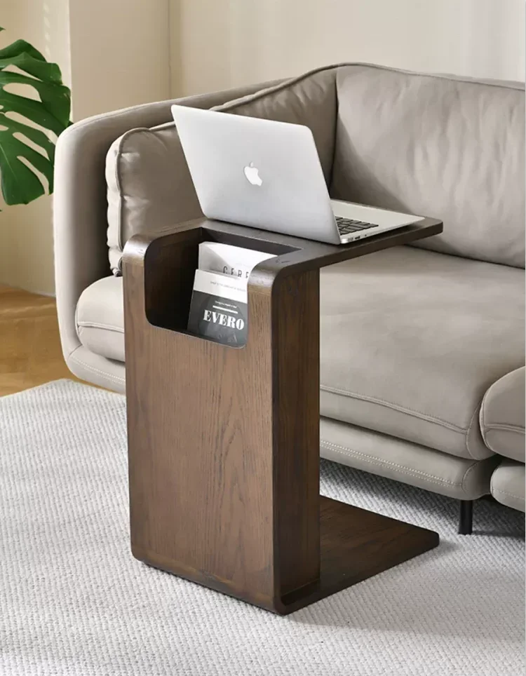 

l # Modern Minimalist Living Room Bedroom Removable C Type Sofa Side Table wood Bedside Corner Table