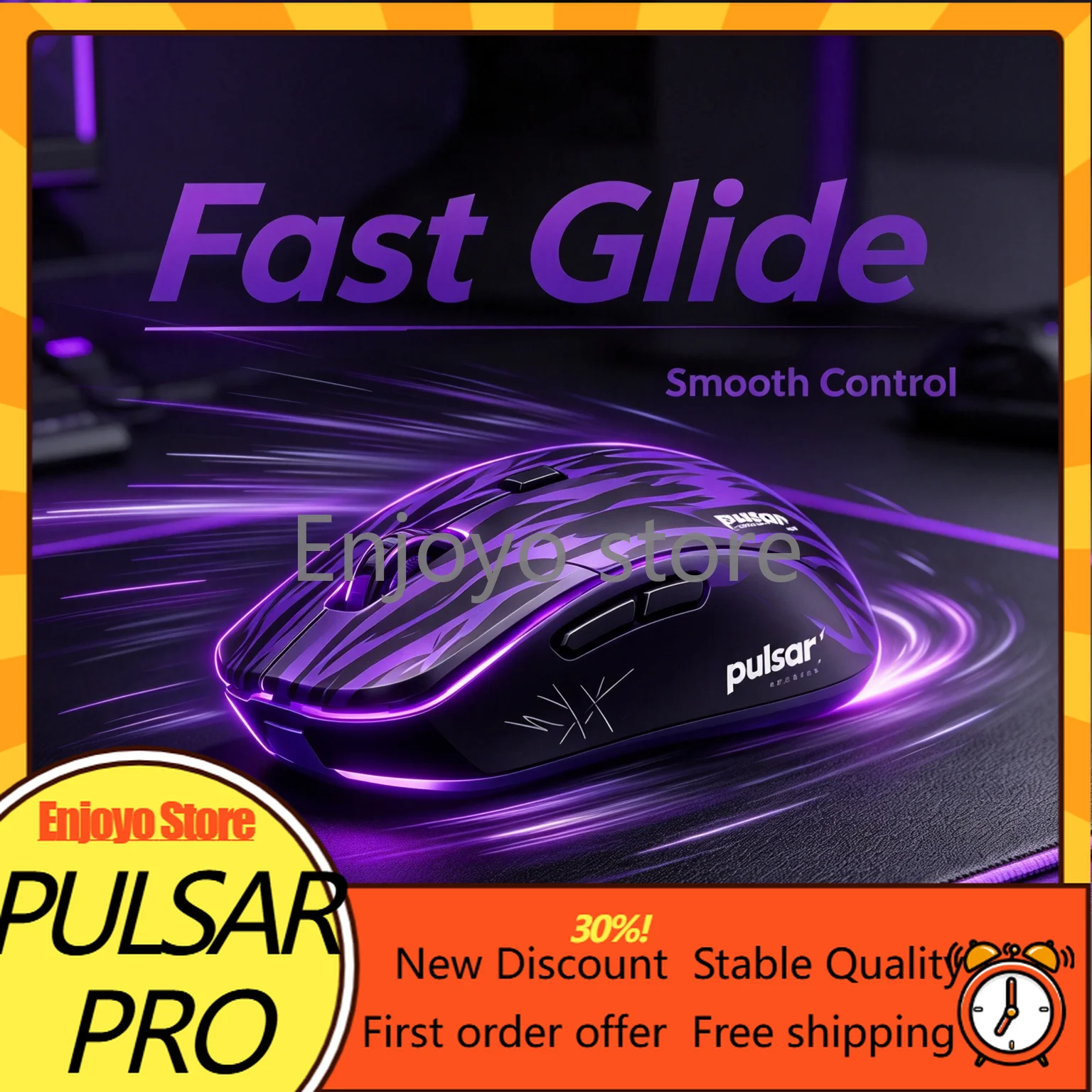 Pulsar Pro Co-branded Gaming Mouse, PULSARXS-2 Sensor 8000Hz Gaming Mouse Phantom Purple for Medium Large Hands Esports PC Mice