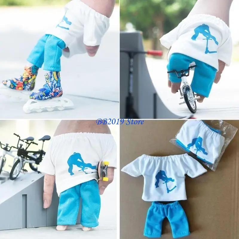 Q0KB Ván trượt ngón tay Xe tay Ván trượt ngón tay bằng vải với quần và áo thun