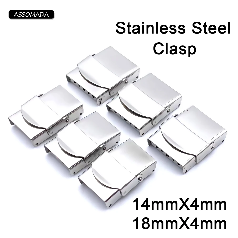 5pcs Stainless Steel Clasp For Leather Bracelet Crimp Jaw Hook Watch Band Bracelet Clasp Connect Lace Buckle DIY Jewelry Making