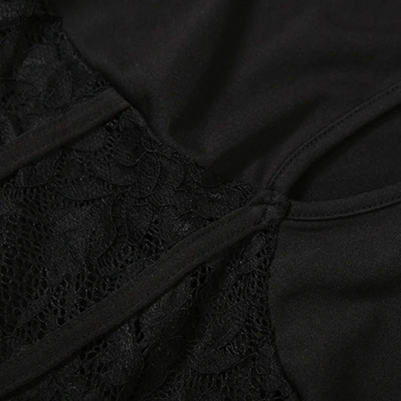 Elegancka sukienka maxi Yomesugar z żakardową koronką, czarna, damska, seksowna, z wycięciem na biuście, marszczona, obcisła, wieczorowa, na studniówkę, imprezę, do klubu.