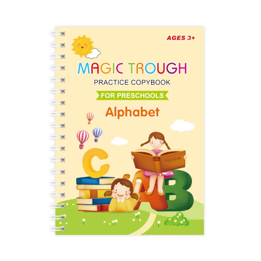 Cahier Montessori d'apprentissage des mathématiques, cahier de calligraphie anglaise, cahier d'entraînement magique, stylo de contrôle d'entraînement, ensemble de papeterie, lettre, 4 pièces