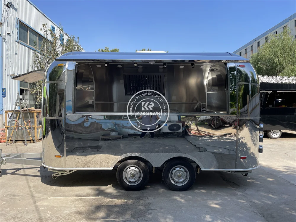 شاحنة الوجبات السريعة التجارية Airstream حجم مخصص عربة الشارع المحمول وجبة خفيفة القهوة كشك امتياز مقطورة الغذاء