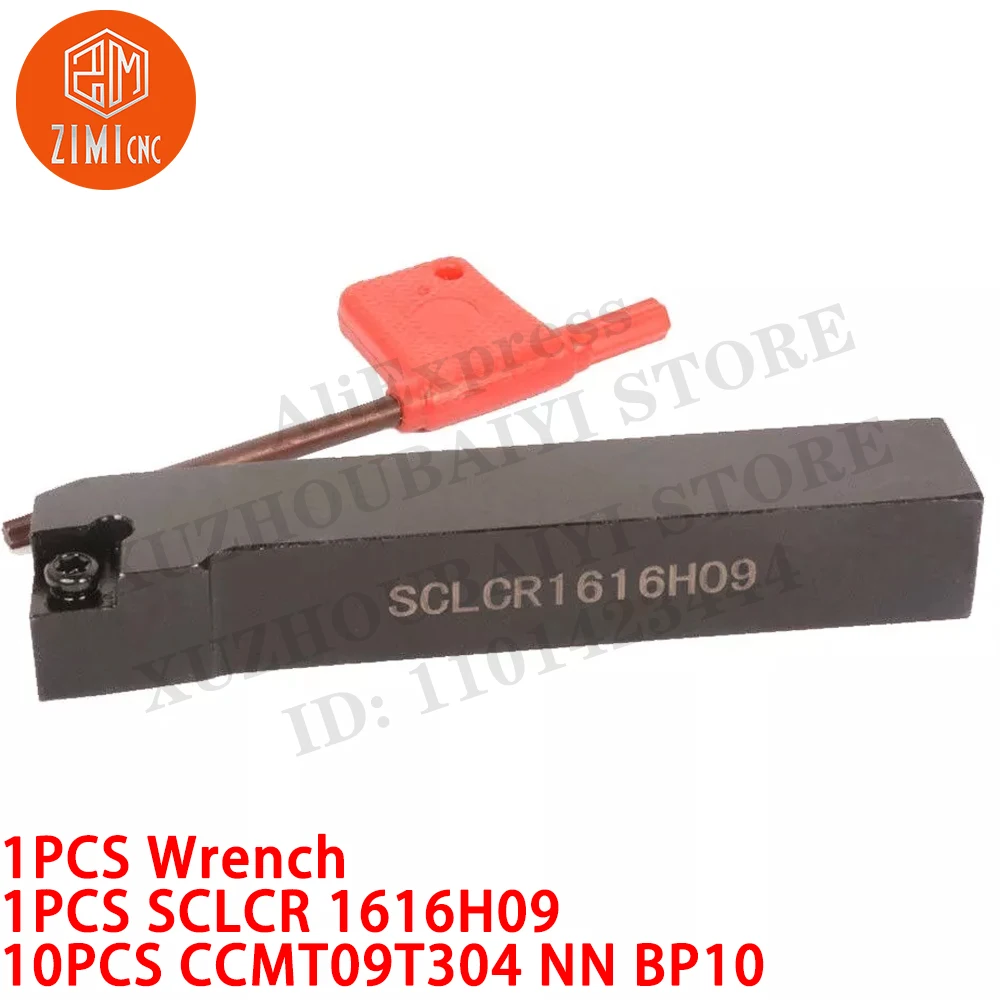 1 قطعة SCLCR 1616H09 حامل تحويل خارجي بزاوية 95 درجة و16 مم + 10 قطع CCMT09T304 NN إدخالات كربيد CNC مخرطة معدنية ميكانيكية أداة قطع