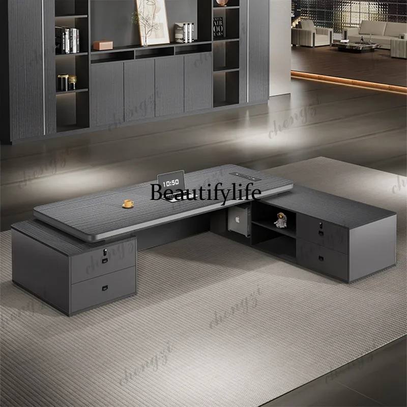 c139 Black Manager Executive Office Desk Wooden Strong Large Luxury Computer Desks Drawers Modern Escritorios Office Furniture