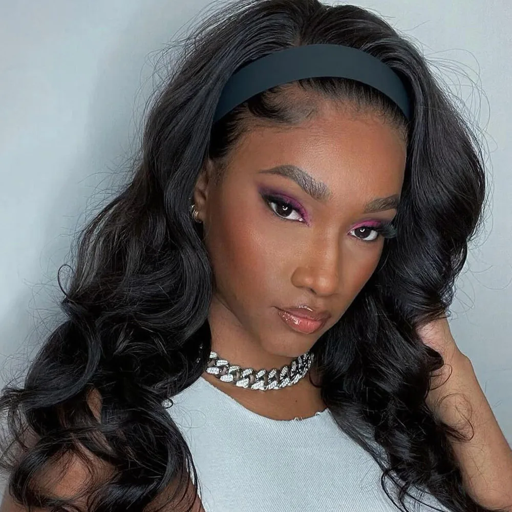 

200% Плотность 20-42 дюйма Объемная волна Повязка на голову Парик Человеческие волосы для женщин Без париков фронта шнурка Носите 13x6 Hd Кружевные фронтальные парики