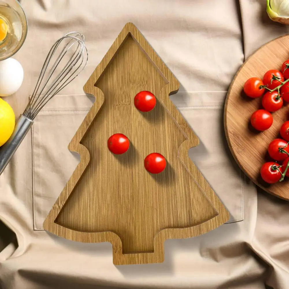 Christmas Tree Shaped Tray Charcuterie Dessert Boards Steak Dinner Plate Wooden Serving Tray Easy to Clean Serving Platter