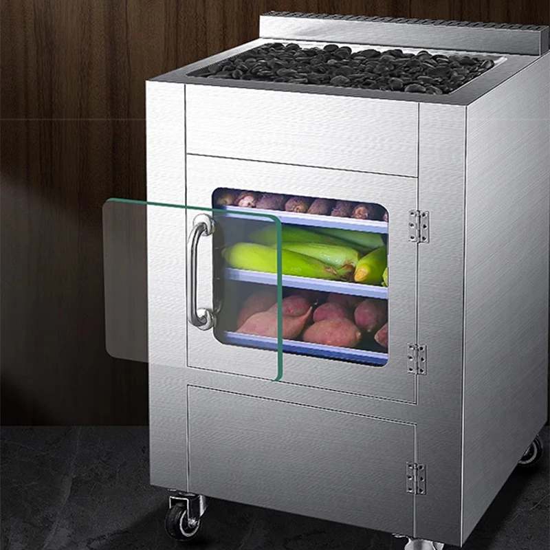 ماكينة بطاطس حلوة محمصة جديدة بالفحم/الغاز، فرن الذرة المحمصة التجارية، موقد البطاطس الحلوة المحمصة وآلة البطاطا الحلوة