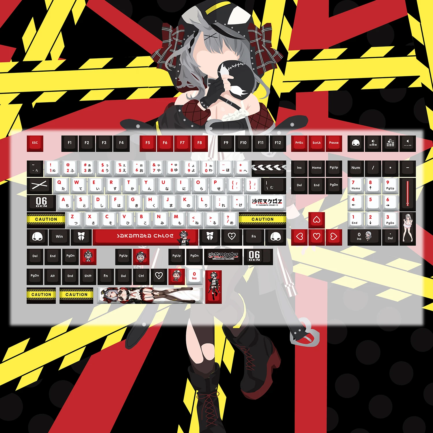 

Sakamata Chloe Key Cap Vtuber Hololive Key Cover PBT DYE Sublimation Cherry MX Cross Axis Switch Keycap Mechanical Keyboard Gift