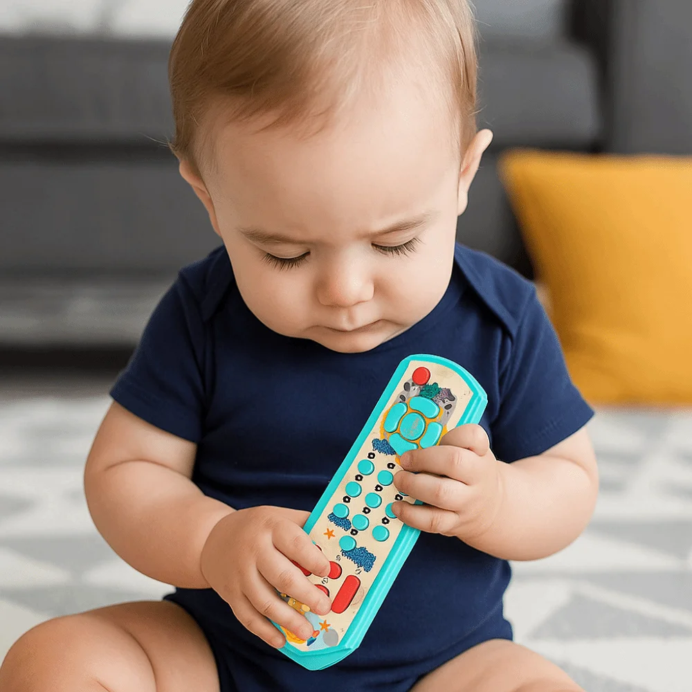 Sound and Light Baby Musical Toys Plastic Sensory Development Remote Control Toy Interactive Three Languages Baby Learning Toy