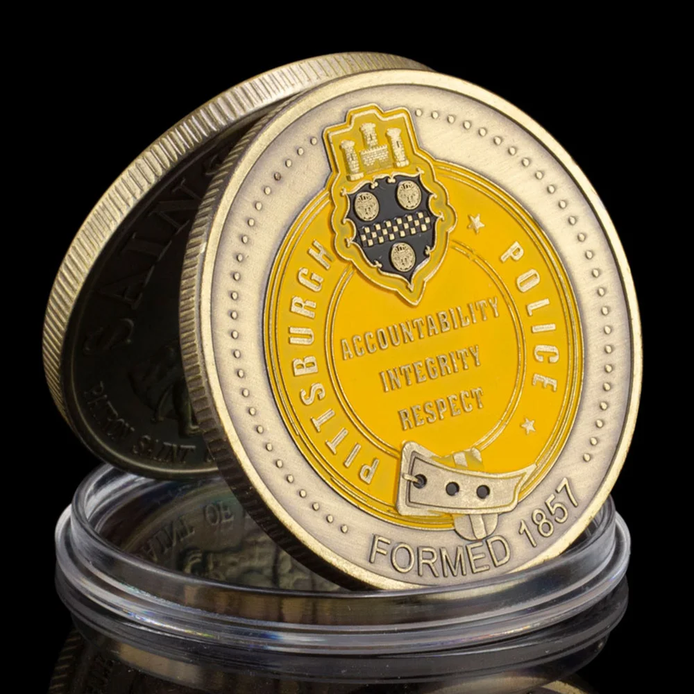 Moneda de desafío chapada en cobre de Saint Micheal, recuerdo del Departamento de Policía de los Estados Unidos, responsabilidad, integridad, respeto