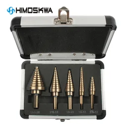 5pcs Metric/Inch Hss Cobalt Step Drill Bit Set Multiple Hole 50 Sizes with Aluminum Case