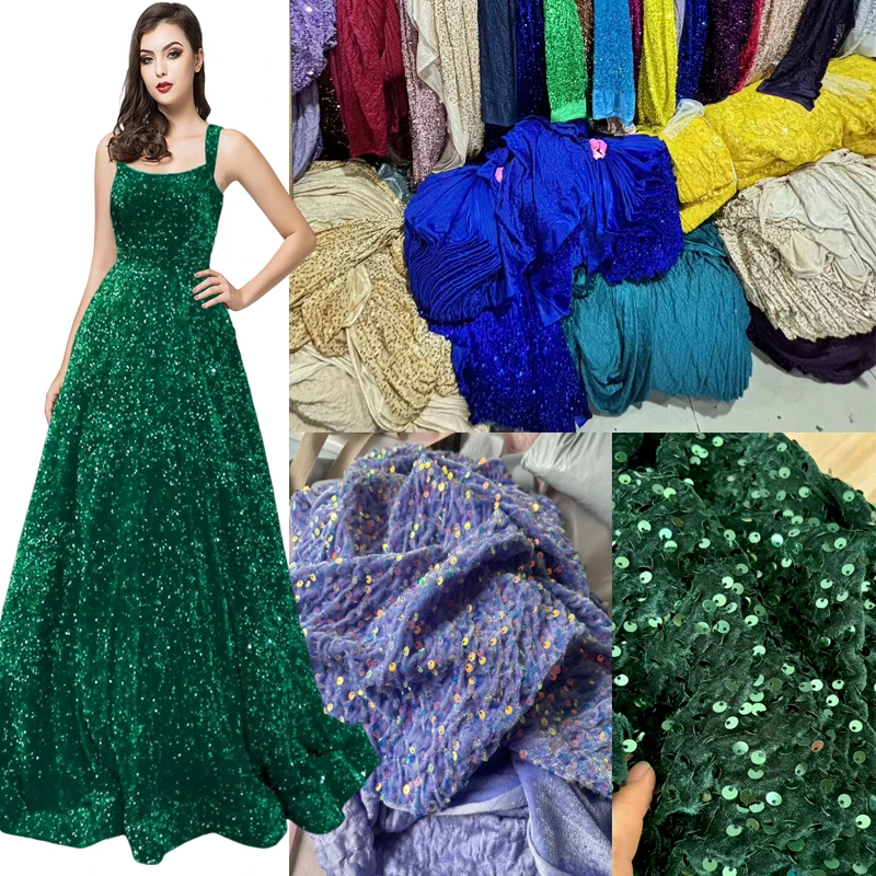 

Sequin Fabric Evening Prom Dress By Meters Velvet Reflective Children's Wedding Dresses Clothes Fabrics Party Special Events