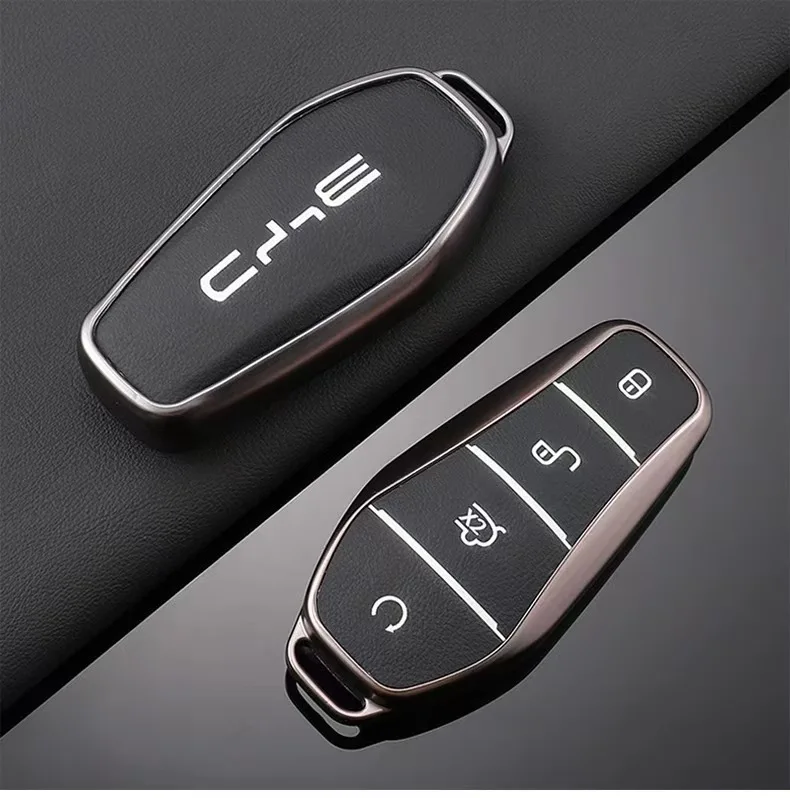 Auto-Schlüsselhülle aus TPU-Leder mit Kette für BYD Song Plus Atto 3 Han EV Tang DM Qin Seal Dolphin Yuan – Schutz und Auto-Styling – Detail 3