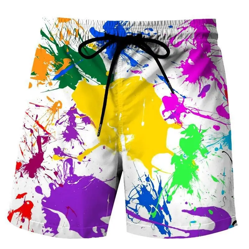 European and American men\'s beach shorts abstract creative 3d printing casual plus-size shorts men