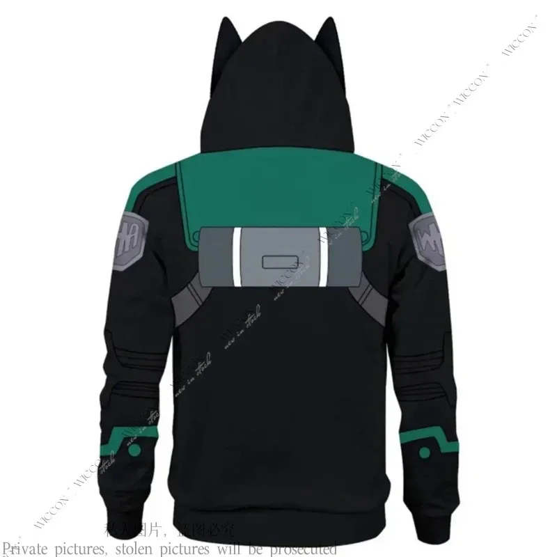 Az15Anime Deku Cosplay chaqueta de disfraz adulto Unisex Sudadera con capucha abrigo sudaderas Midoriya Izuku