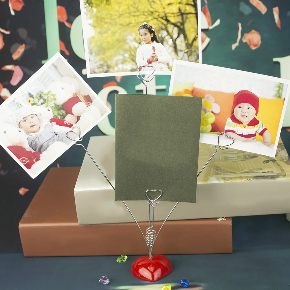 

3Pcs Clip for Memo Heart Design Metal Resin Desktop Holder for Picture Note Cards Table Display Home Office Decor