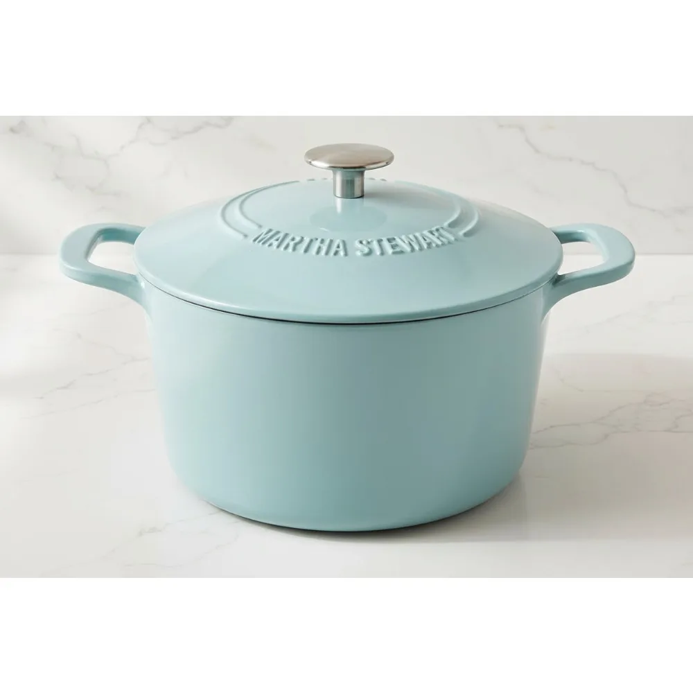 

7 QT Enamel Cast Iron Dutch Oven Pot with Lid - Perfect for Bread Baking & Slow Cooking