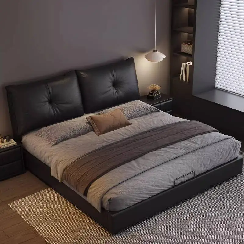 

Elegant Brown Double Bed Adults Japanese Soft Modern Cloud Double Bed Storage Wooden King Size Camas Matrimoniales Furniture