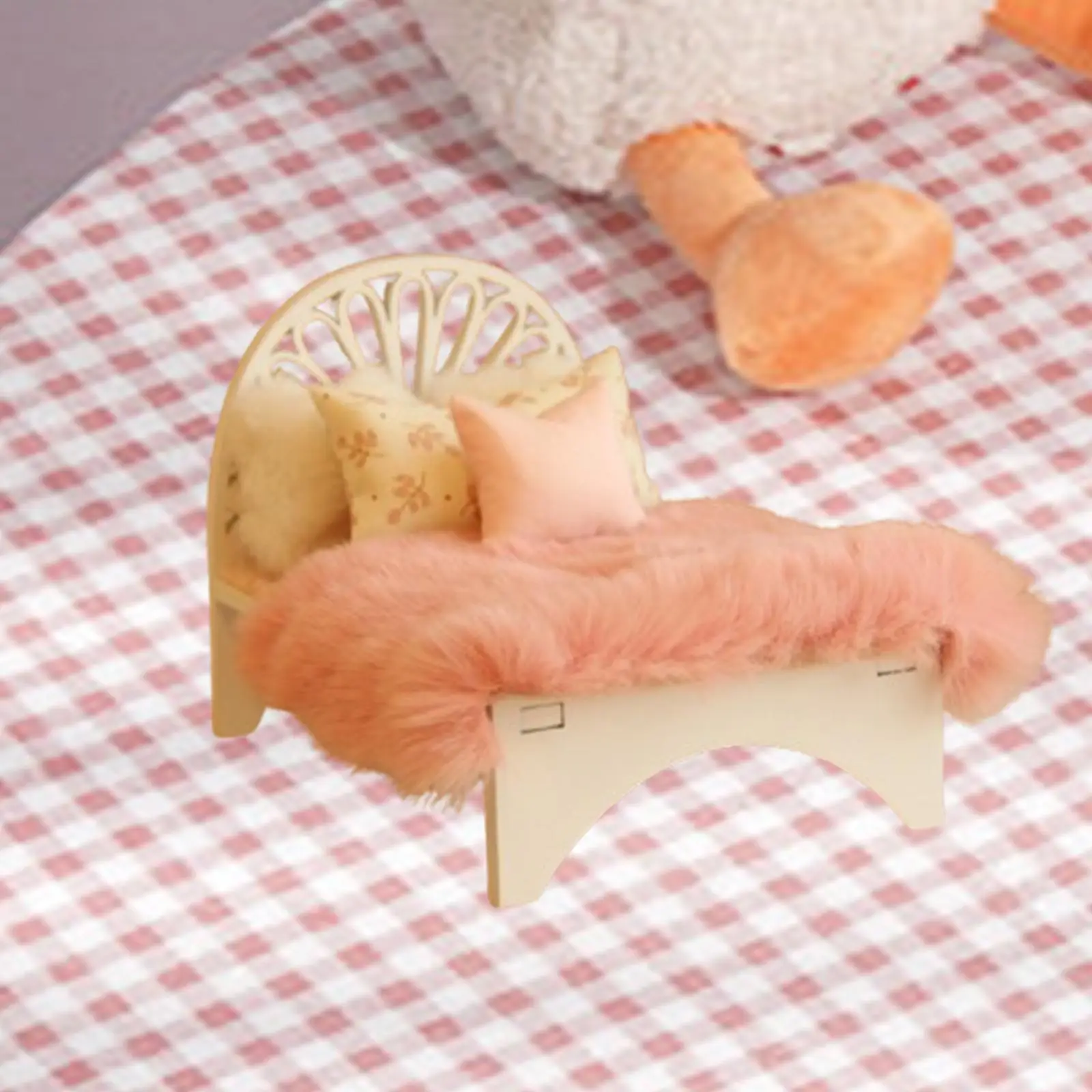 1/12 스케일 인형 집 침대 시뮬레이션 싱글 침대 침실 디오라마 사진 소품용 인형 집 가구 마이크로 조경 액세서리