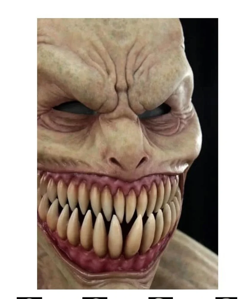 Máscara de payaso de látex para Halloween, sombrero de Terror, cubierta de la cara del diablo, Terror espeluznante, máscara de demonio de Gagtooth,