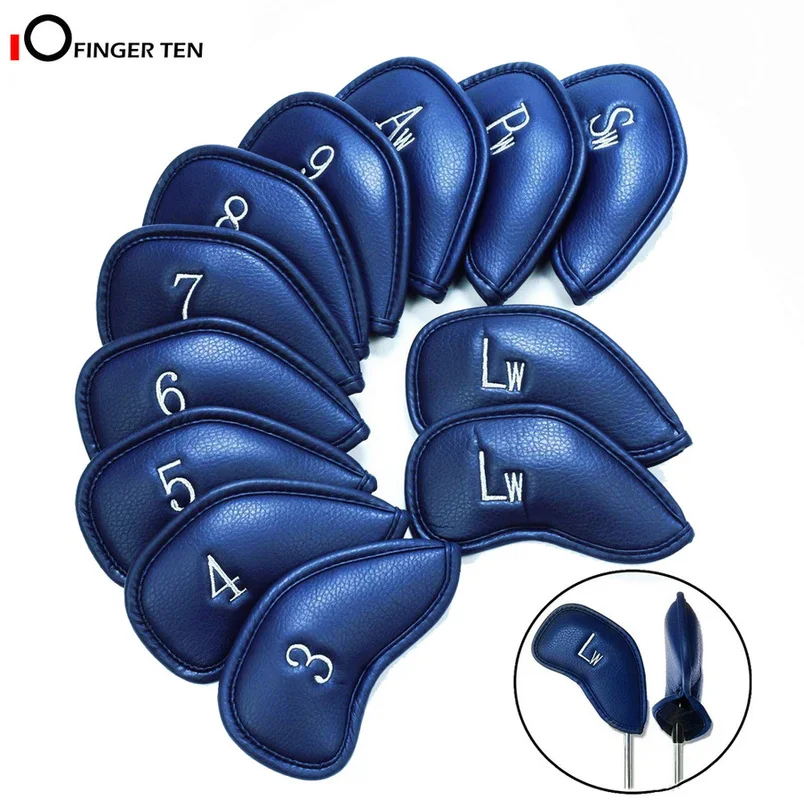 12 Pcs Deluxe Synthetic Leather Golf Iron Head Covers Club Headcover Set Waterproof for All Golf Iron Club Drop Shipping