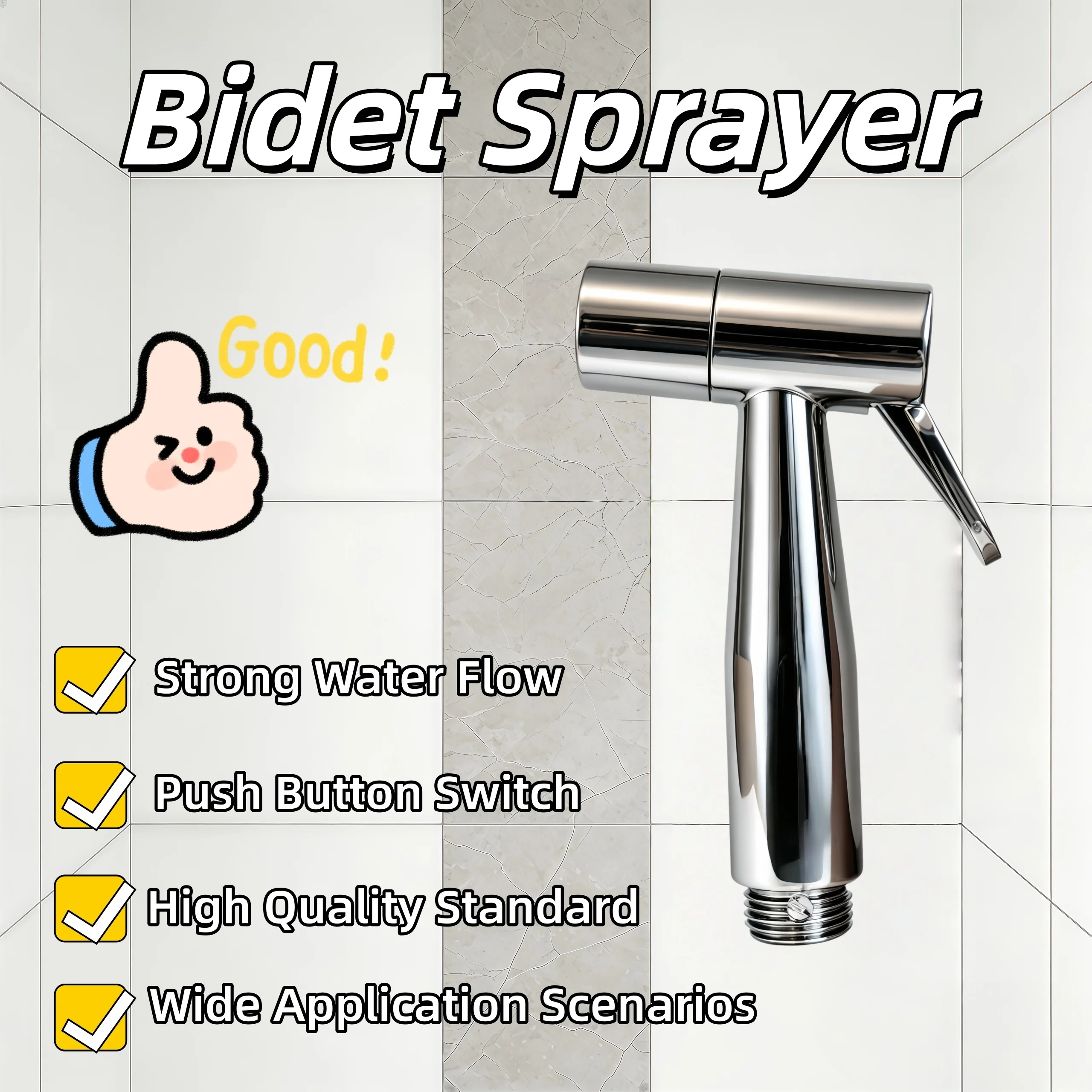 

High Pressure Metal Toilet Bidet Sprayer, Bathroom Hygiene Flusher, Booster Nozzle for Faucet Cleaning