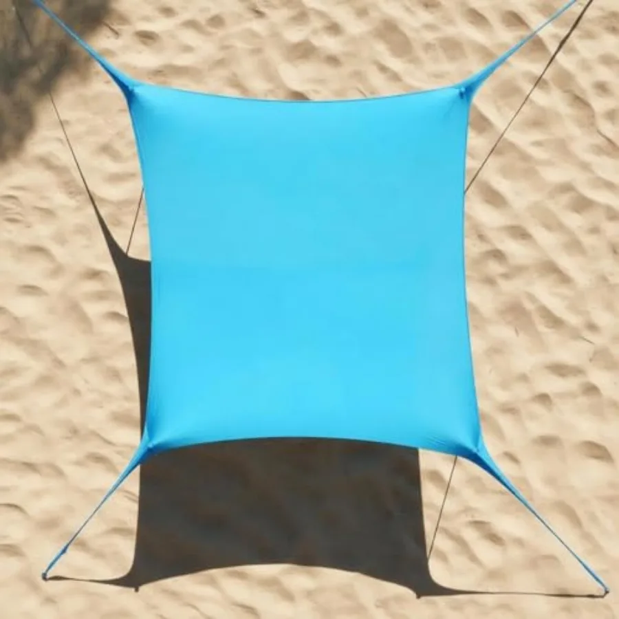 

UPF50+ Beach Tent Canopy 10x10 Feet Pop-Up Sun Shelter with 4 Sturdy Poles and Sandbag Anchor for Wind Resistance Easy Setup In