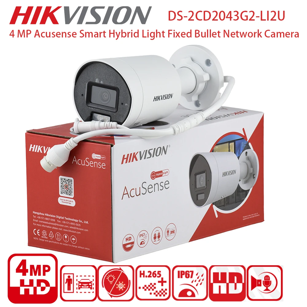

Цветная IP-камера Hikvision 4 МП для улицы, уличная, с ИК-подсветкой и цветным режимом, 2 микрофона, аудио в реальном времени, высокое качество звука, для систем безопасности