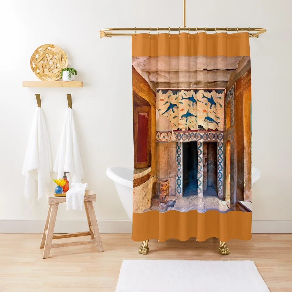 

Minoan Dolphins of Knossos Shower Curtain Waterproof Shower Cute Shower Bathroom And For Bathroom Set Curtain