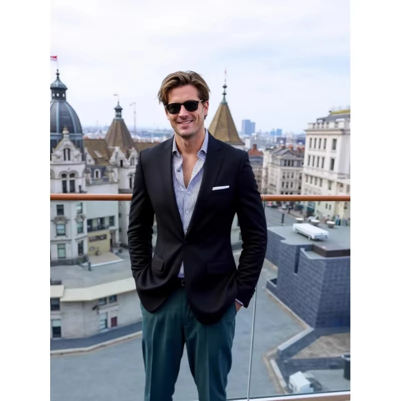 

Новый мужской деловой костюм 2026: модный повседневный легкий пиджак приталенного кроя