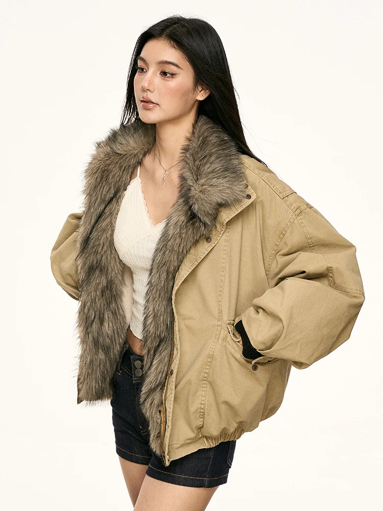 

Aaisup American Retro Sle Women's Cotton Jaet Coat Thiened Warm Loose Fit Winter New Arrival Faion Versatile Coat