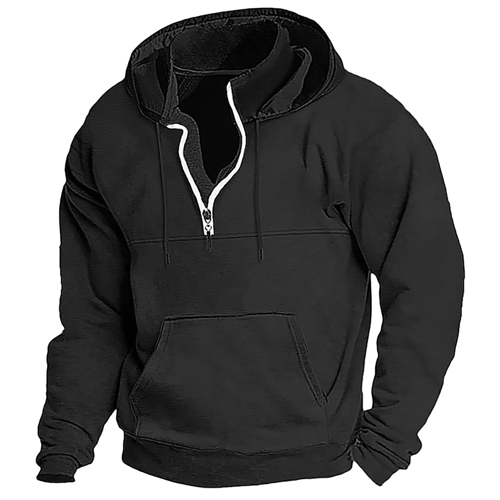 Men's Hoodie Quarter Zip Hoodie Black Wine Navy Blue Dark Green Hooded Plain Sports & Outdoor Fuzzy House Slipper Gift Boy Cute