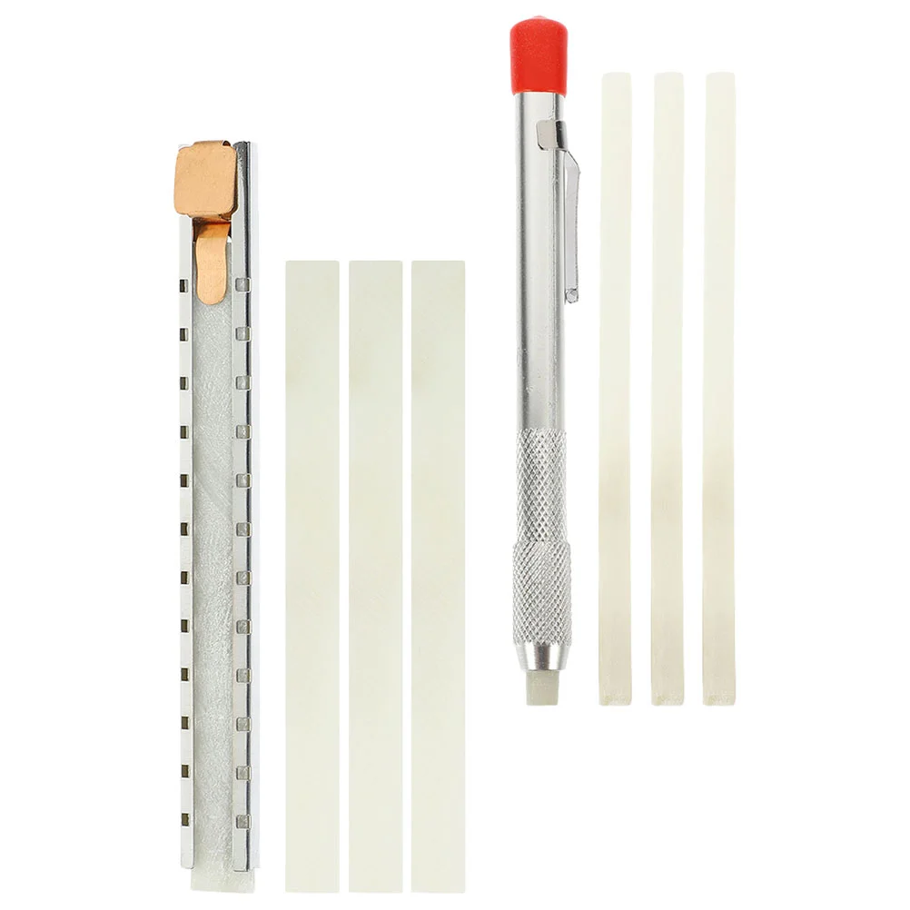 Stone Pen Scribing Tool Draw Soapstone Flat Steel Pencil for Tile Stones Holder Stainless Textile Marking Paint Marker