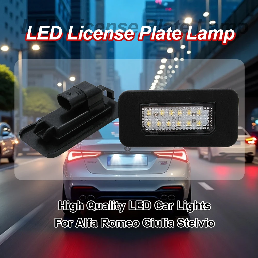 

2 шт. Canbus без ошибок светодиодный светильник номерного знака белого цвета 12 В для Alfa Romeo Giulia 2016-2022 Stelvio 2017-2022