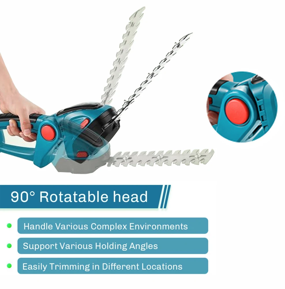 ONEKFYFD 2in1 200MM Electric Hedge Trimmer Cordless Pruning Saw Lawn Mower Garden Cutting Tools for Makita 20V Battery Pin