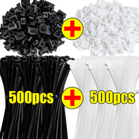 Saddle Type Cable Zip Tie with Mounts Base Nylon Zip Wraps Strap Heavy Duty Zip Ties Wire Cable Clips Organizer Holders Fastener