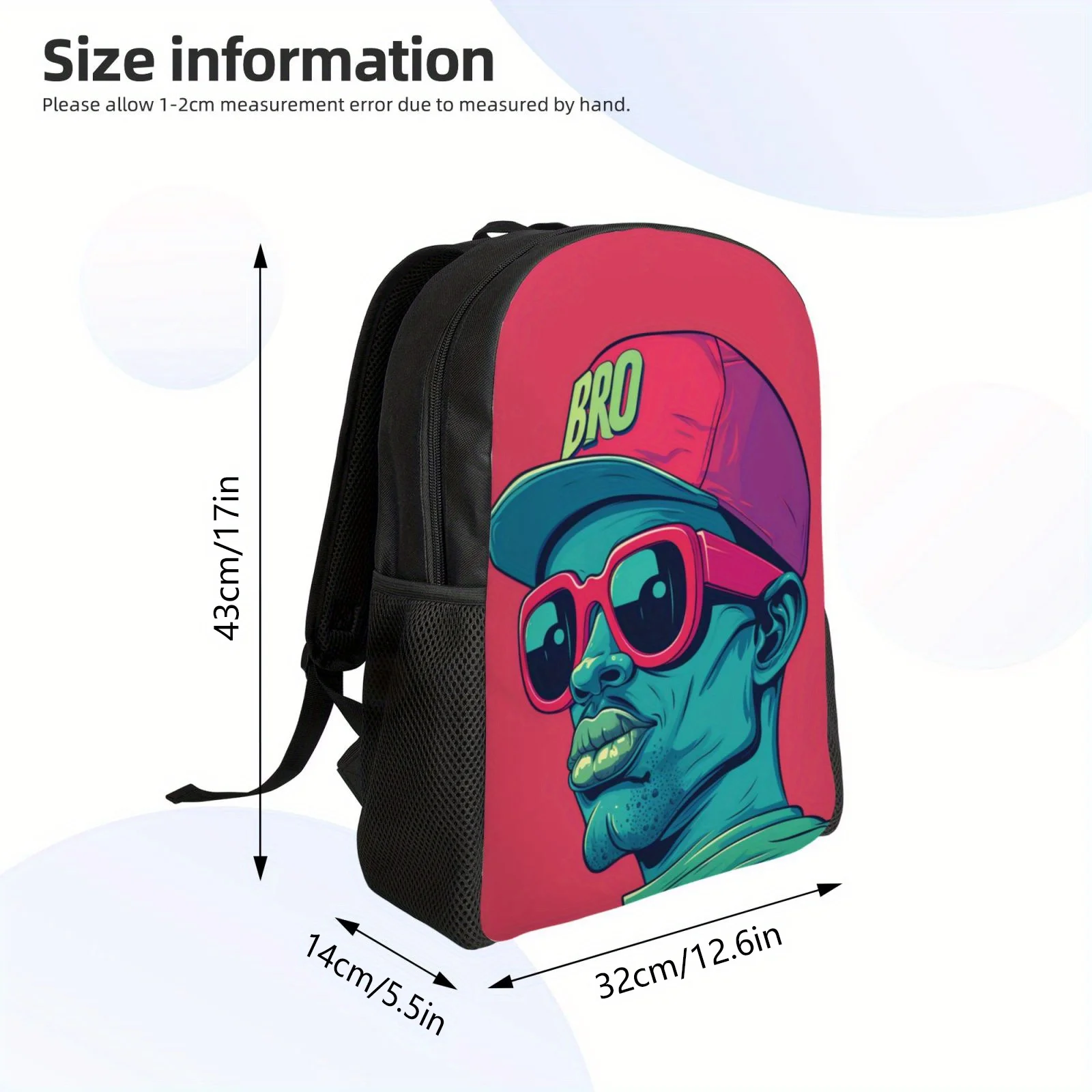 Mochila negra ajustable ligera para hombres y mujeres, mochila escolar con estampado de sombrero rojo, cómodas correas gruesas para los hombros