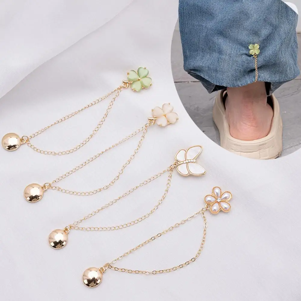 Magnetic Clothing Clips, Butterfly Flower Four-Leaf Clover Shirt Clips Clothes Button Pins for Shirt Sleeves, Pants Legs