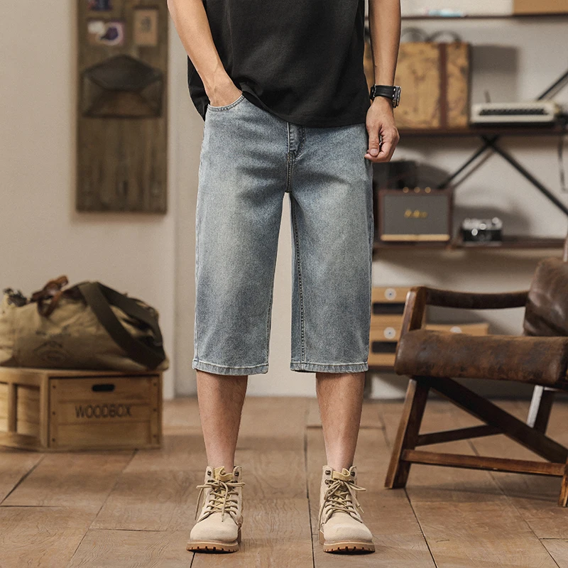 2025, neue amerikanische Retro-Jeans mit weitem Bein für Herren, Y2k, Gothic, gewaschen, locker, gerade, lässig, Paar-Shorts, Jogginghose