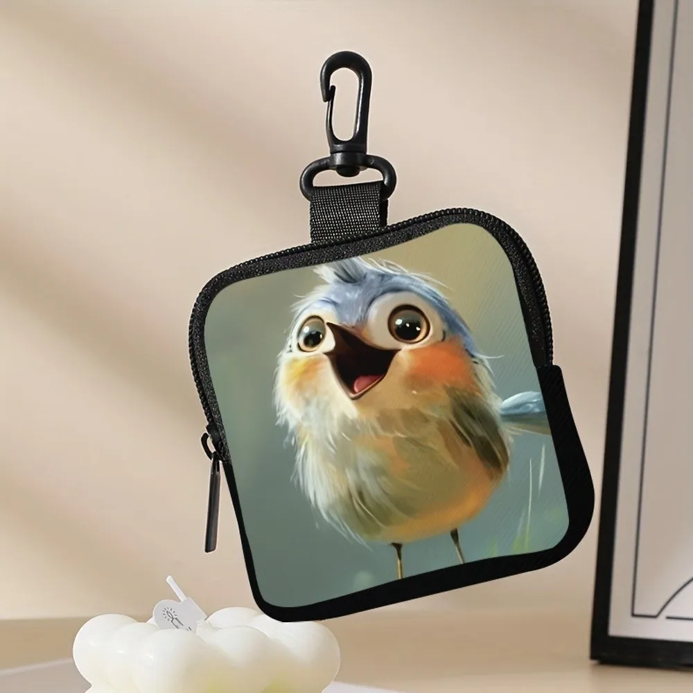 Cute PVC Abstract Bird Coin Purse Water-resistant Lightweight Earphone Bag Portable Mini Storage Bag Friends Gift